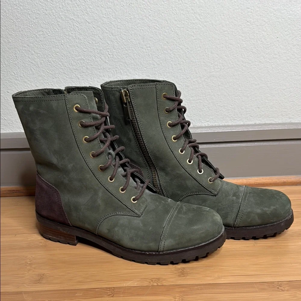 UGG Boots Waterproof Leather Olive Green & Brown Women's Size 11